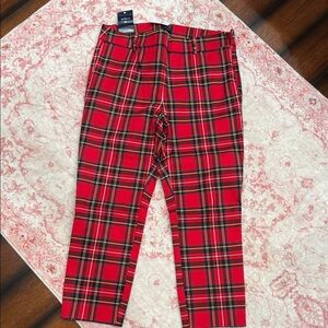 J. Crew Red Plaid Ankle Pants